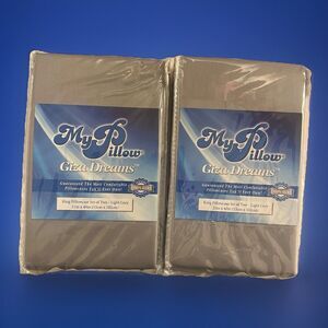 My Pillow Giza Dreams King Pillowcases Set Of 4 Light Grey 21X40” 100% Cotton